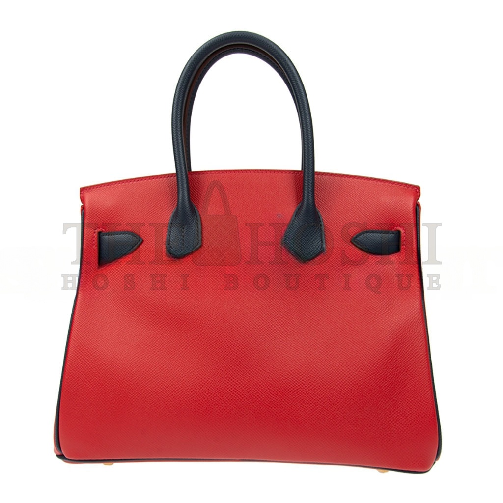 H**me5 BIRKIN 30 EPSOM FLAG RED WITH BLACK AND GOLD BUCKLE BK30Q576EPCZ (30*23*15cm) Master Quality